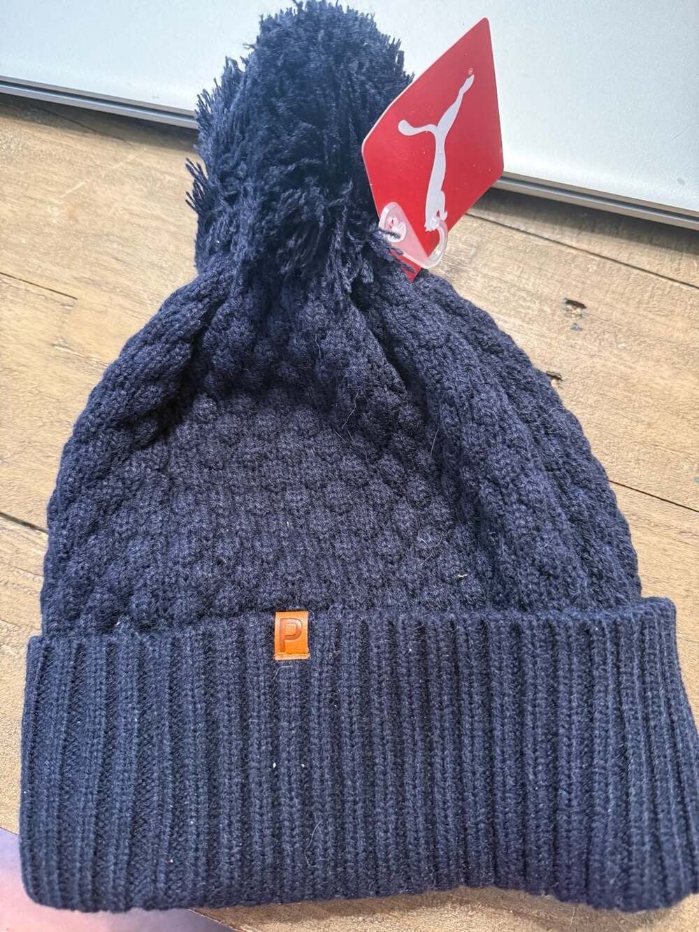 Puma WWRMLBL Pom Beanie Navy Blazer Winter Knit Hat with Pom Pom